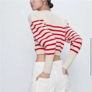 Zara Knit Cropped Cardigan Collar Knit Cardigan Treat Ürself ZARA